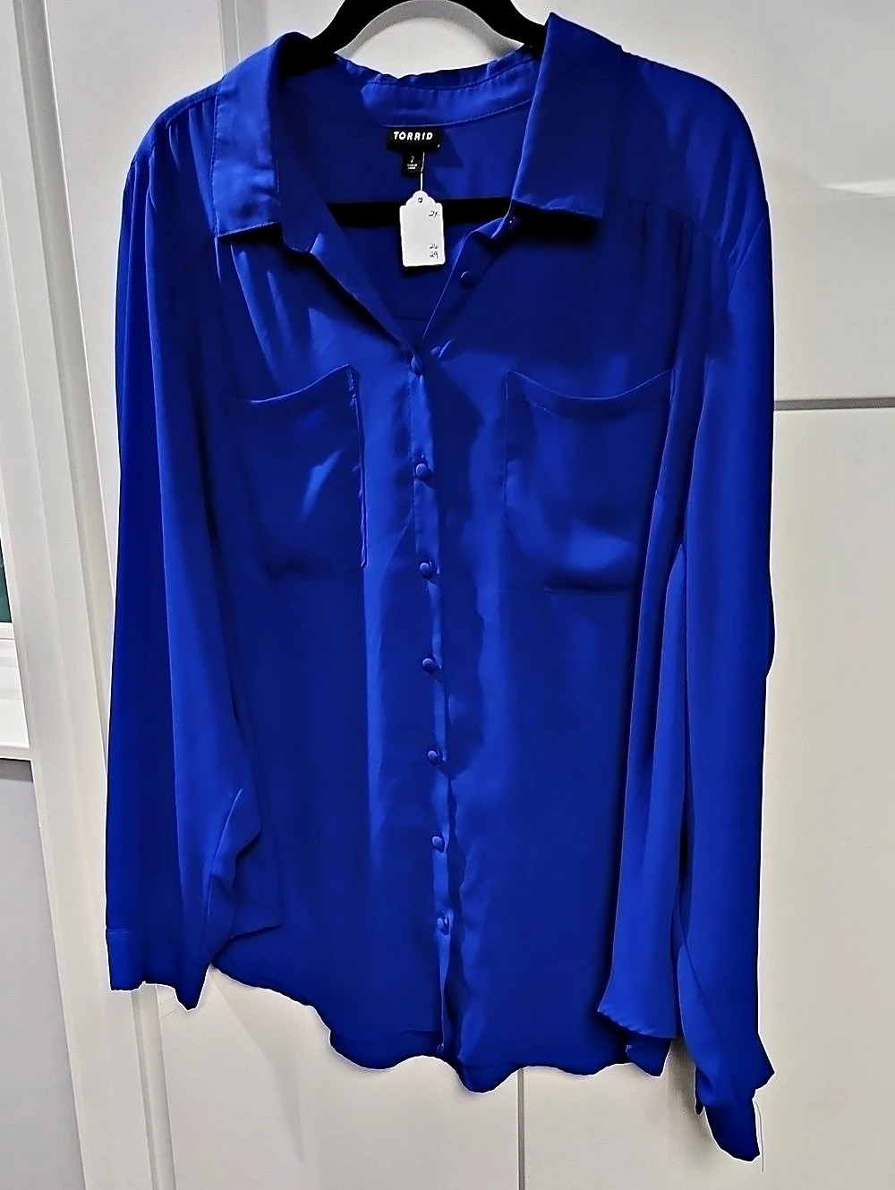 Torrid Georgette Oversized Button Down Shirt Blue Size 2x